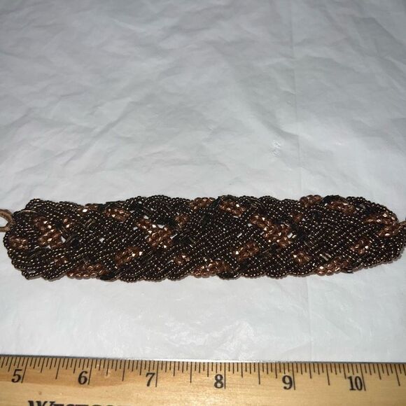 Vintage Seed Bead Braided Thick Cuff Bracelet - Picture 1 of 4